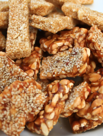 Peanut and Sesame coated with melted brown sugar